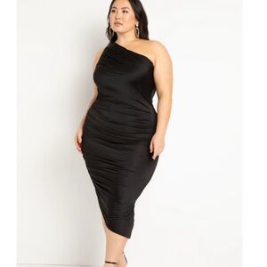 Eloquii One Shoulder Ruched One Shoulder Dress